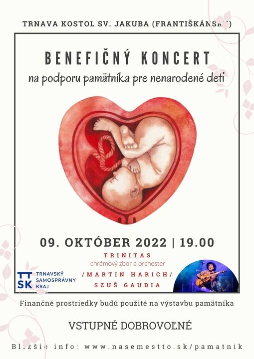 V Kostole sv. Jakuba v Trnave bol benefičný koncert na podporu Pamätníka pre nenarodené deti